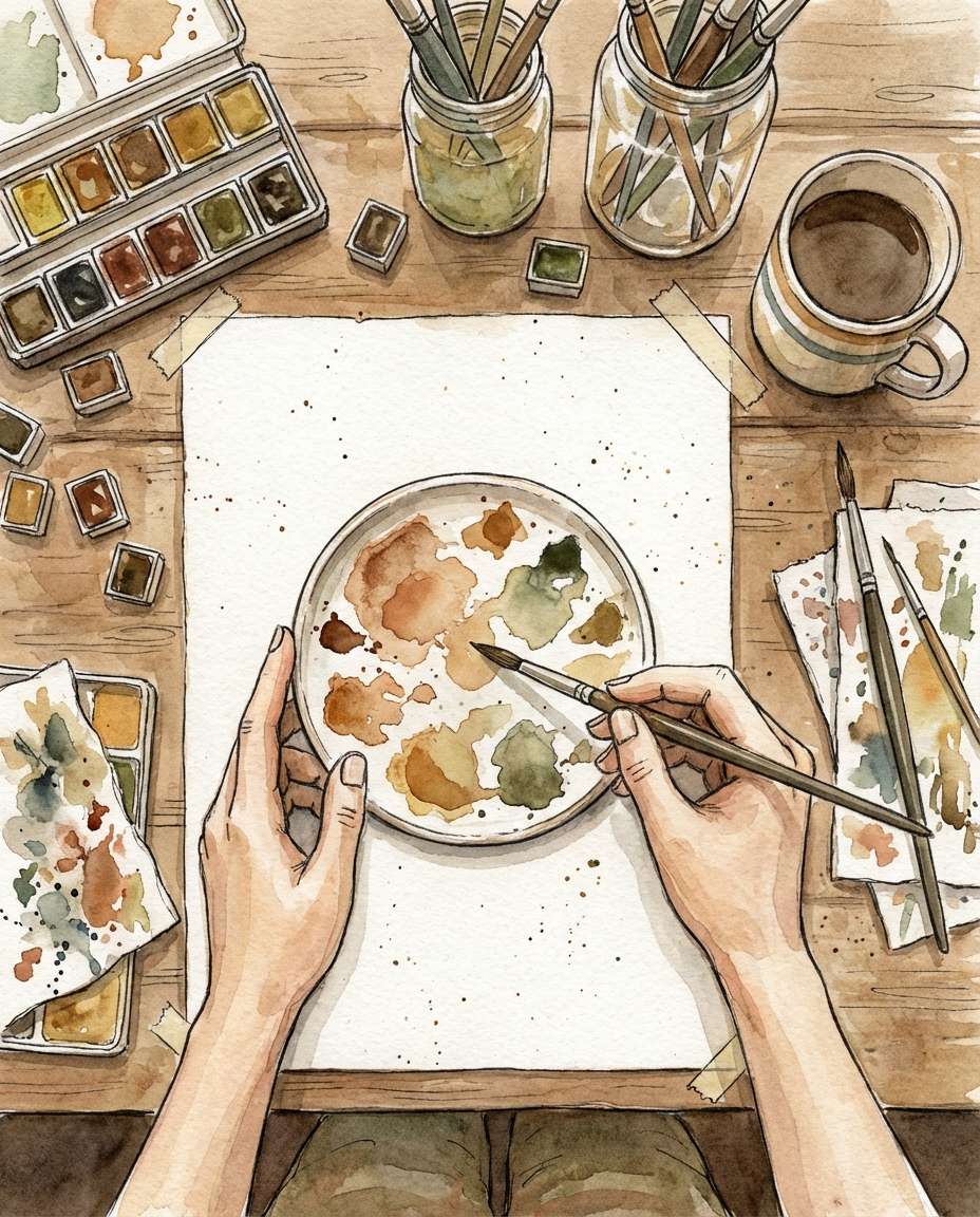 artist desk snapshot photo