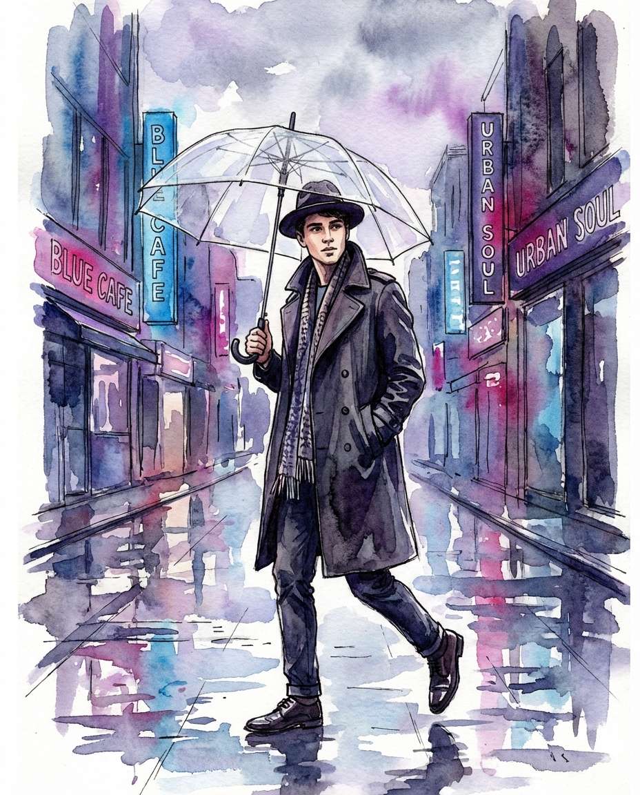 rainy city stroll photo