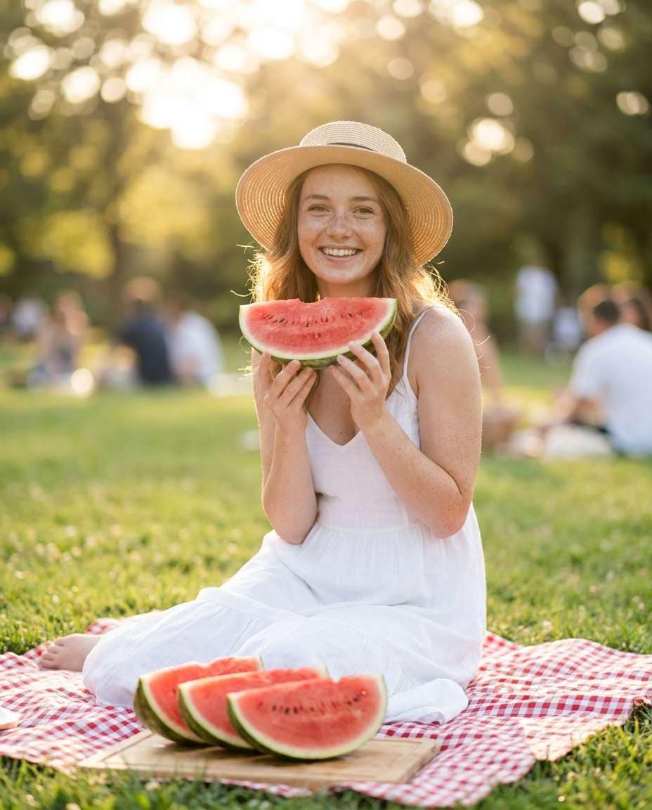 golden hour picnic photo