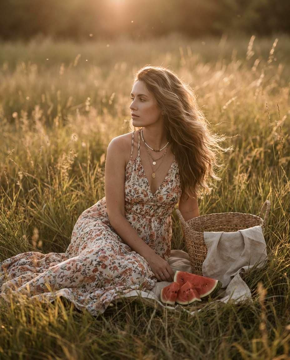 boho field picnic photo