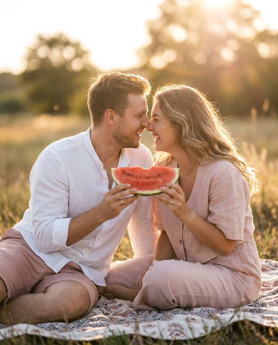 couple share one slice photo
