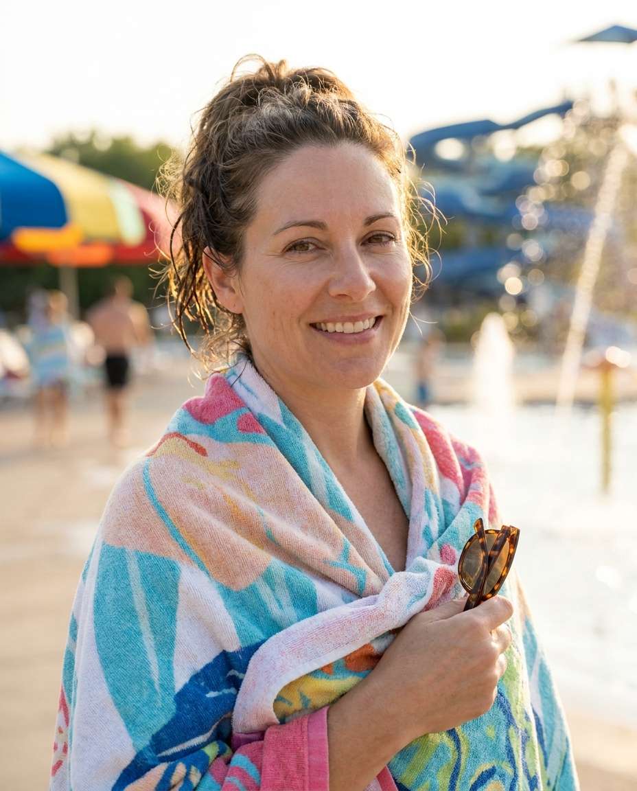poolside towel portrait photo