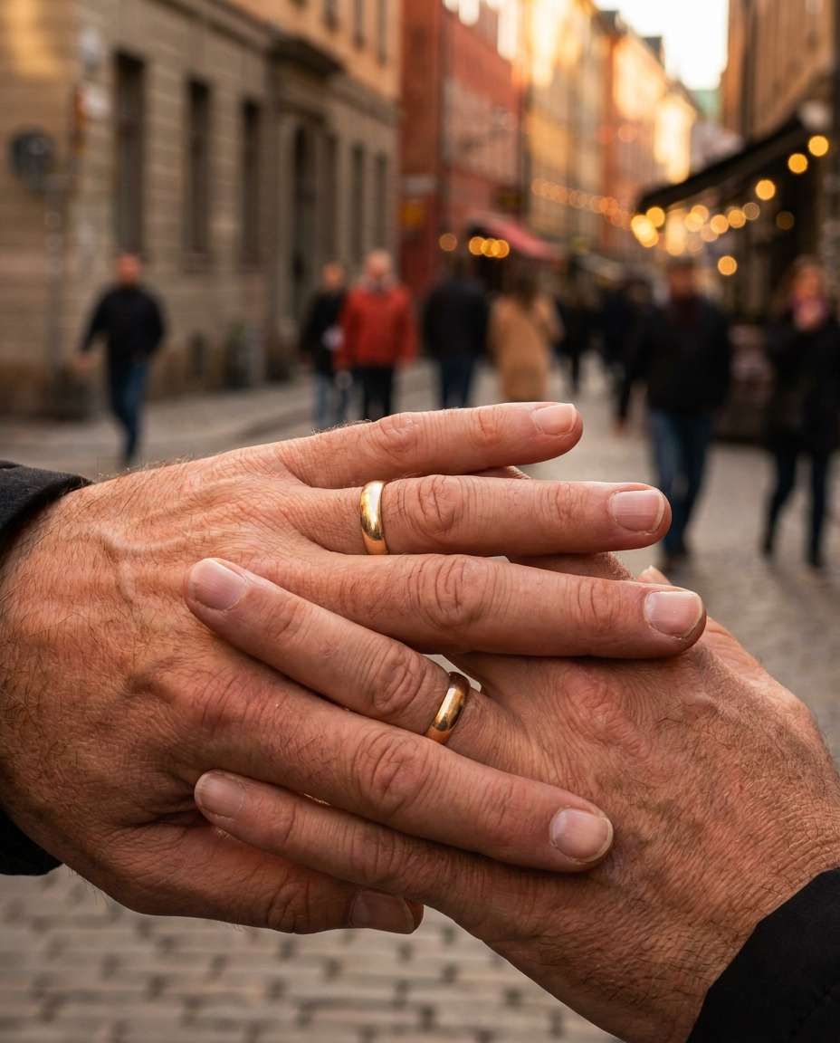 newlywed hand stack photo