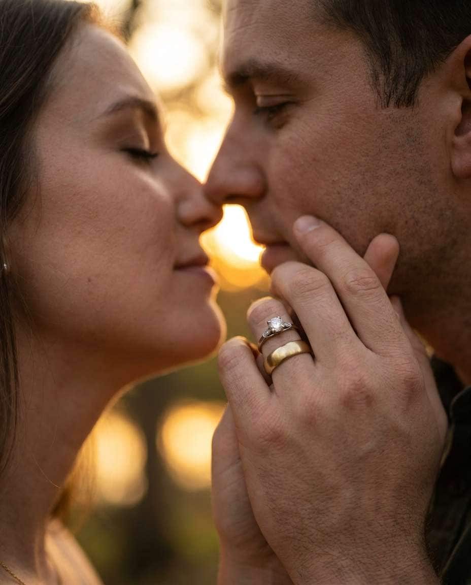 couple kiss photo