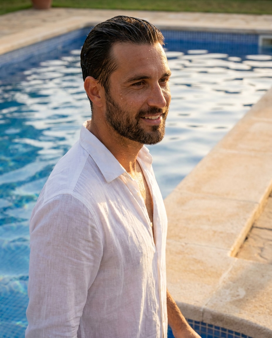 poolside golden hour photo