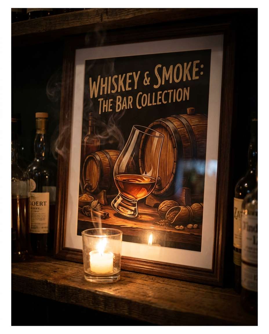 candlelit bar shelf mockup photo