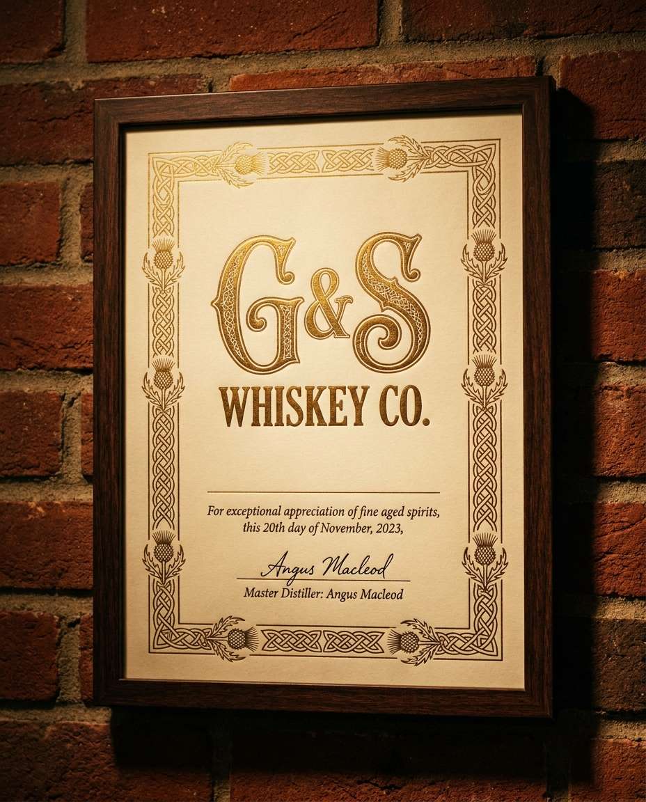 distillery certificate photo
