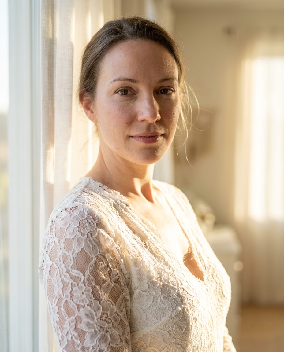lace window portrait photo