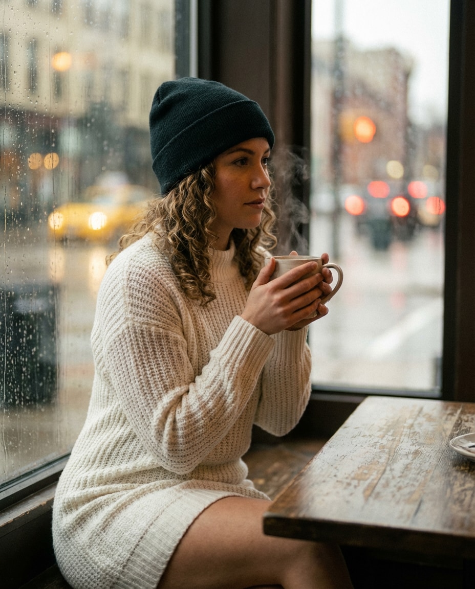 rainy cafe window photo