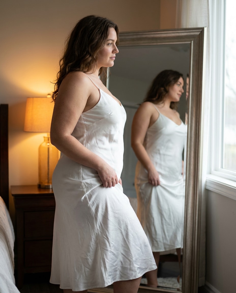 curvy satin slip photo