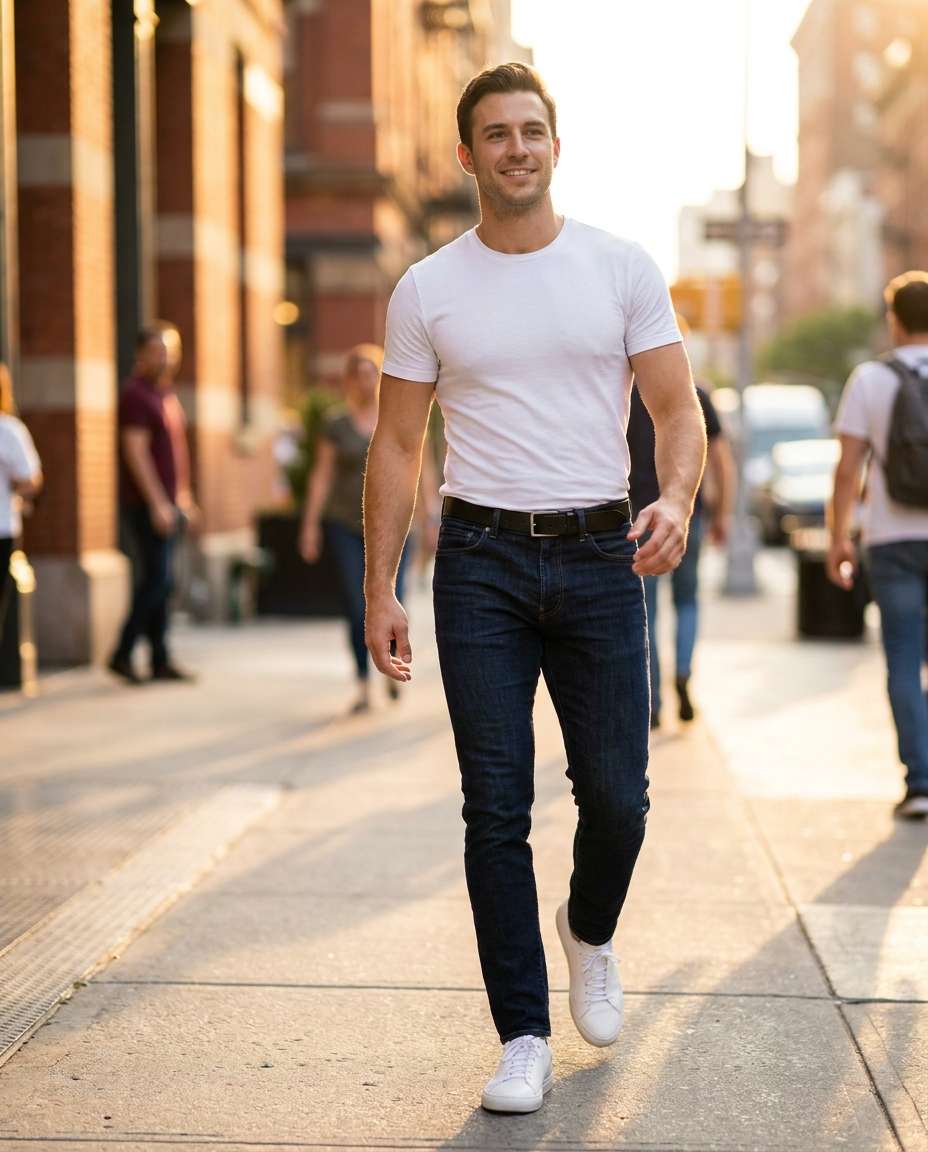 golden hour sidewalk photo