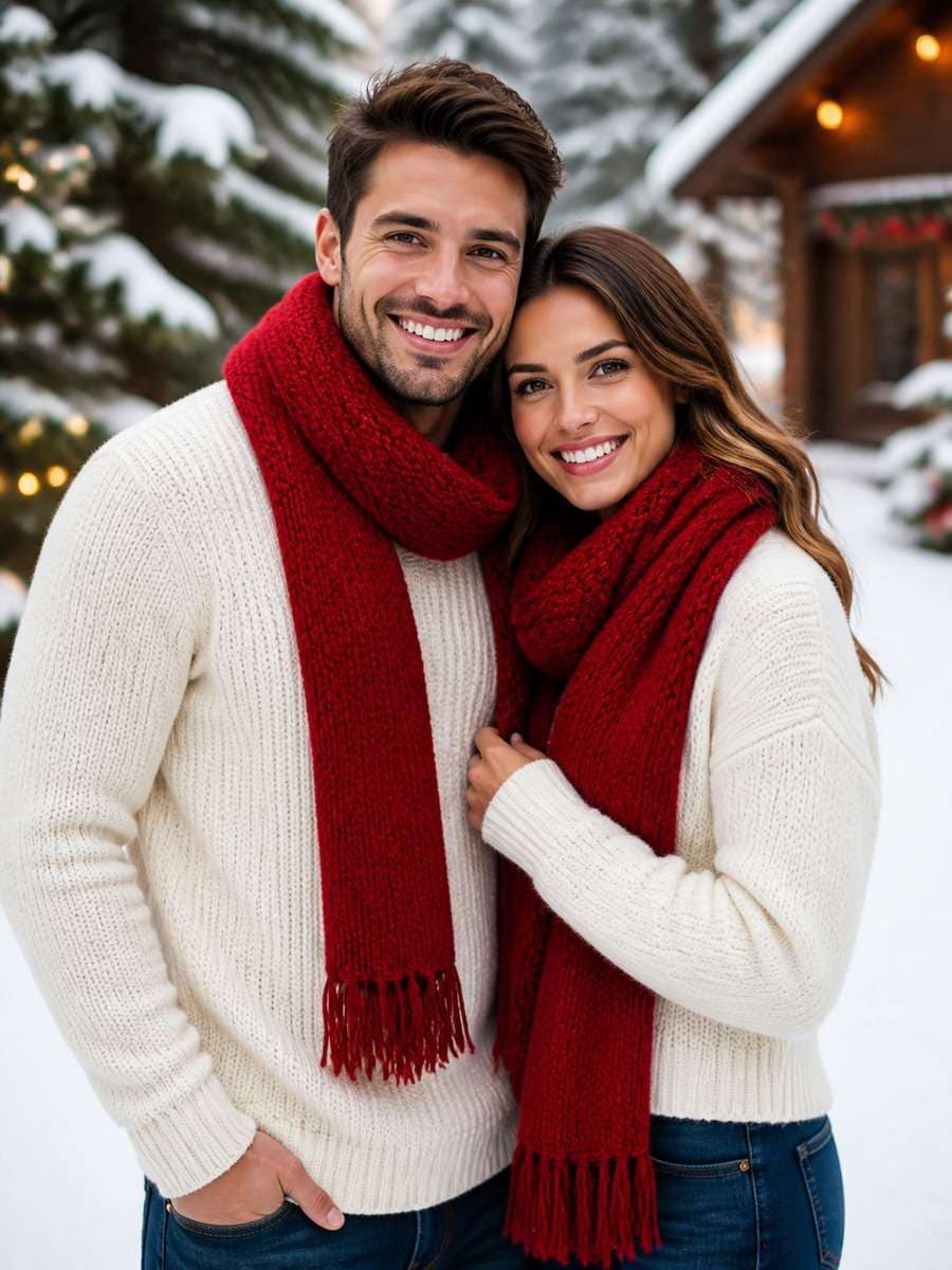 Red Scarf Holiday Look photo