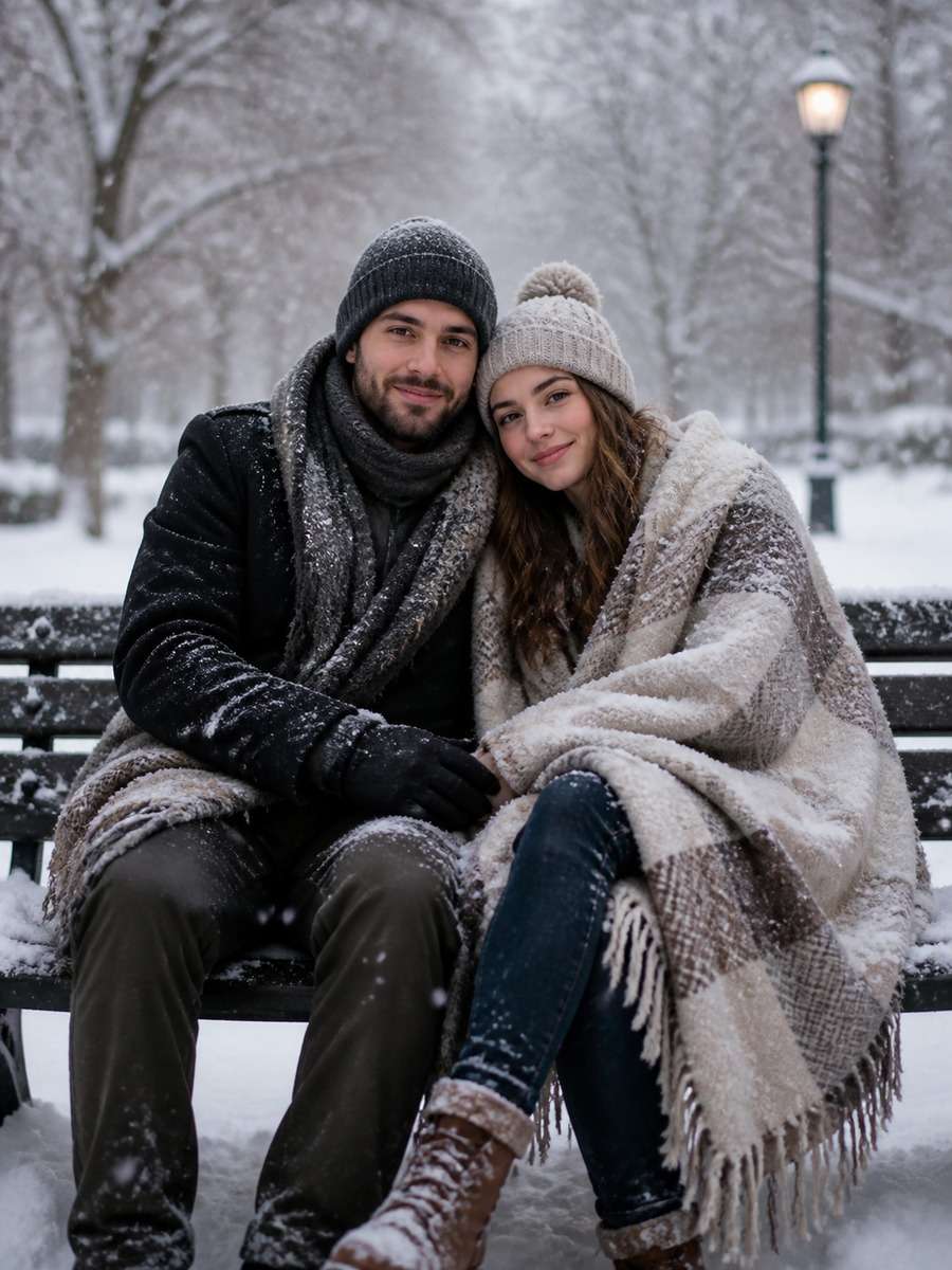 Snowy Bench Portrait photo