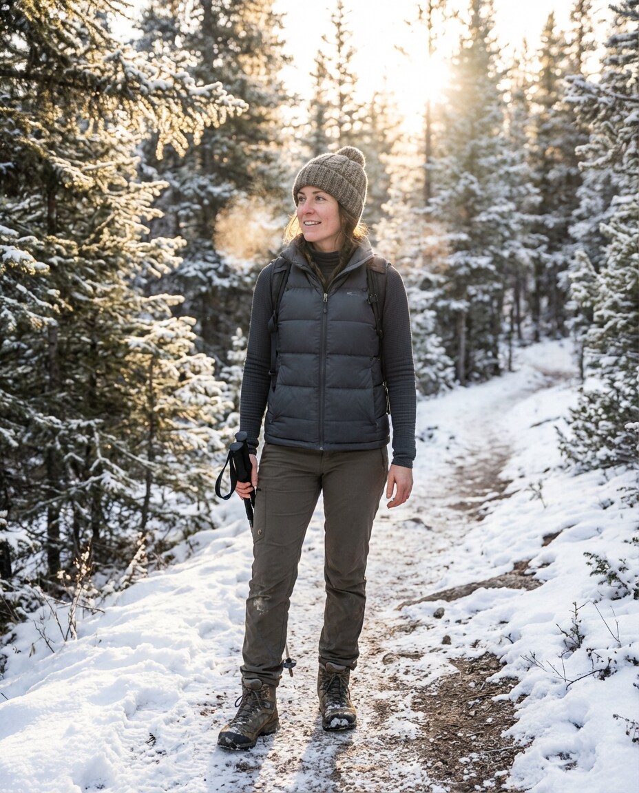 puffer vest hike photo