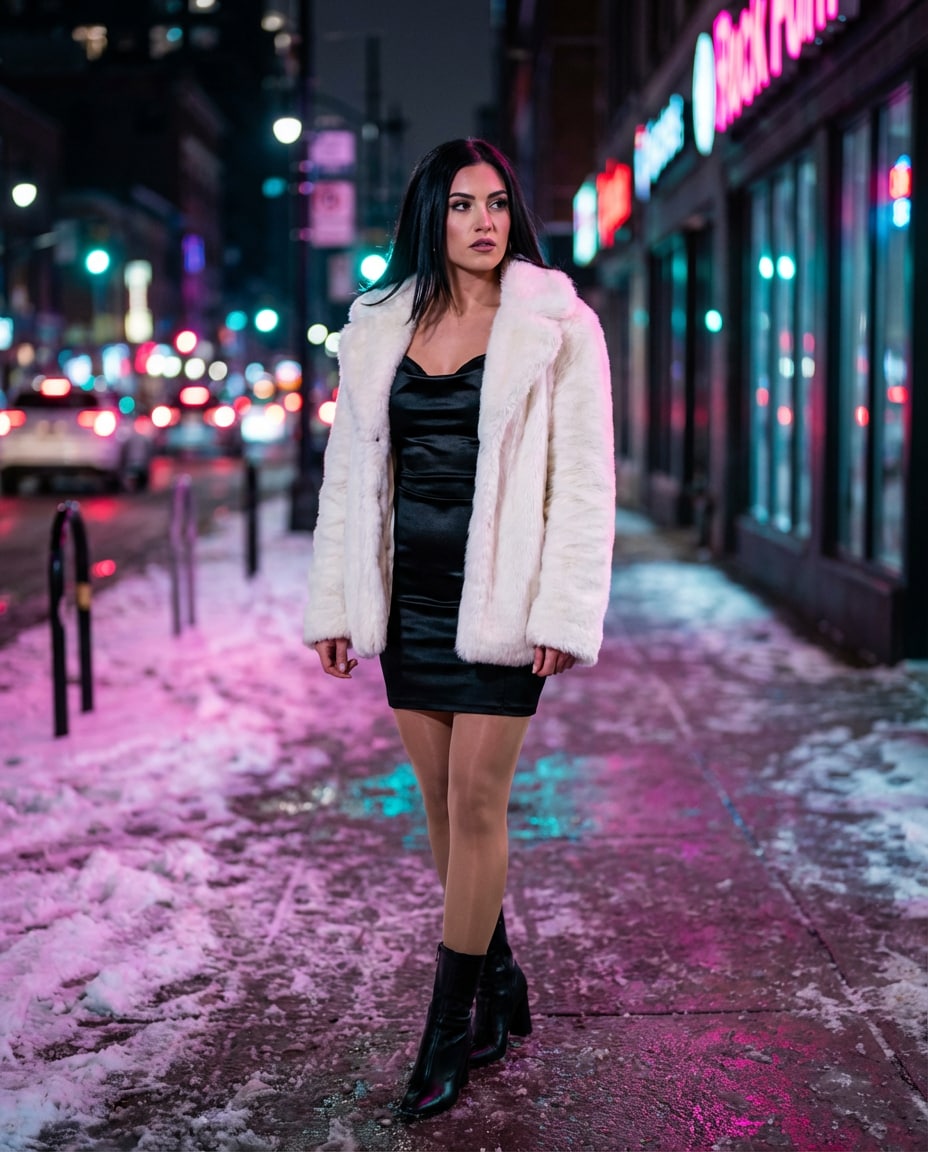 faux fur glam night photo