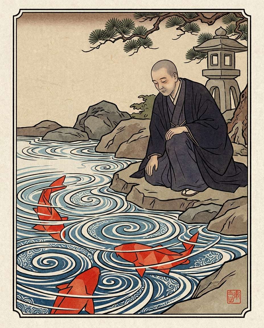 koi pond reflection photo