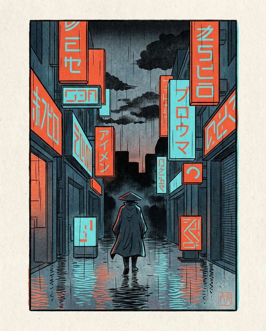 neon ukiyoe night photo