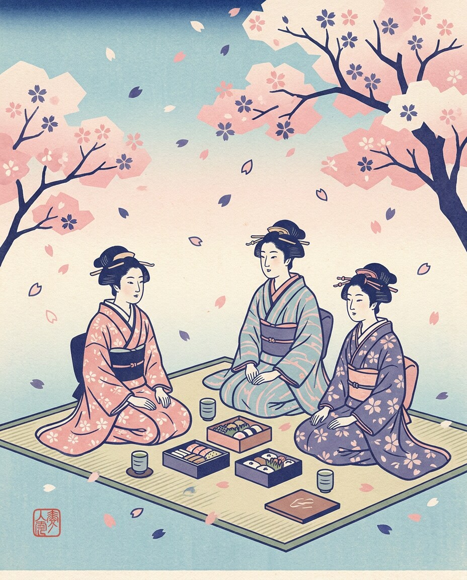 cherry blossom picnic photo