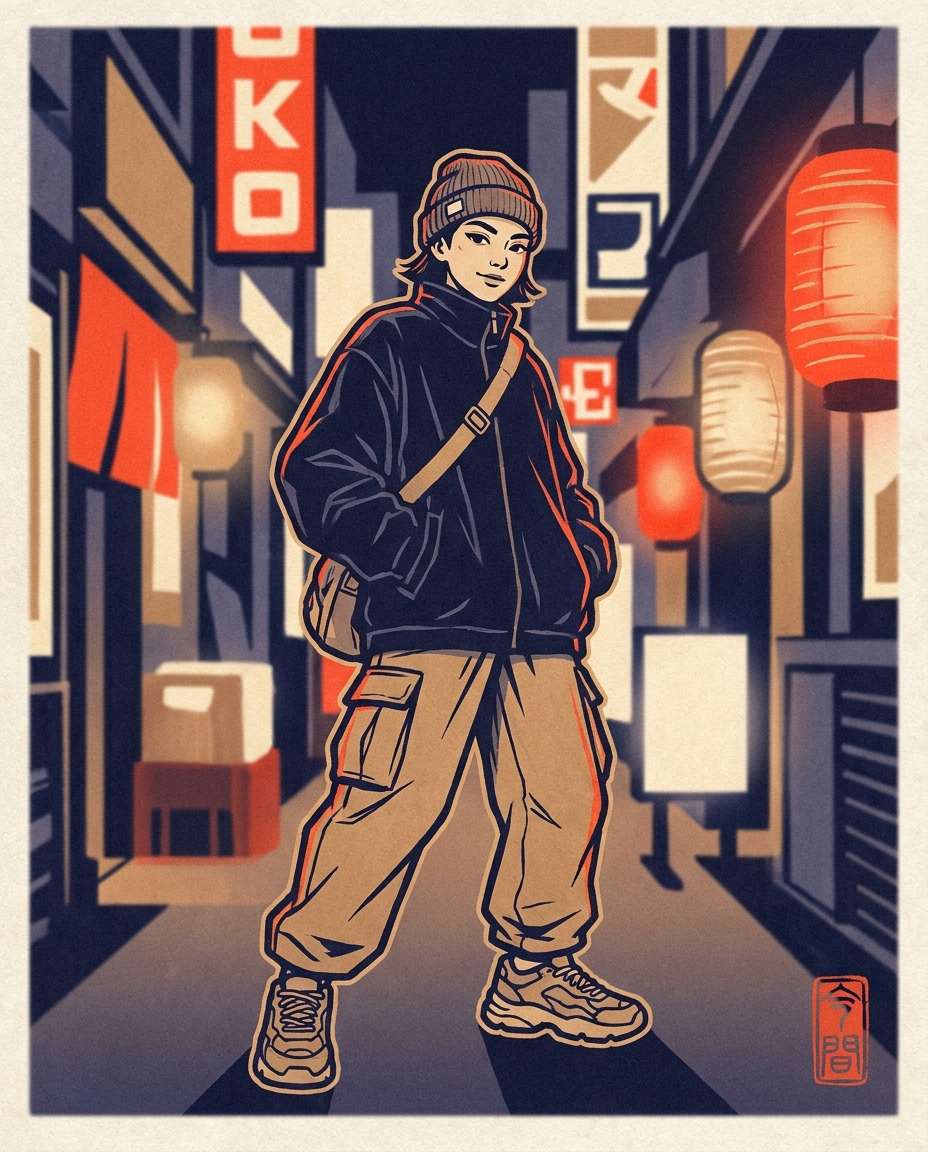 modern streetwear ukiyoe photo