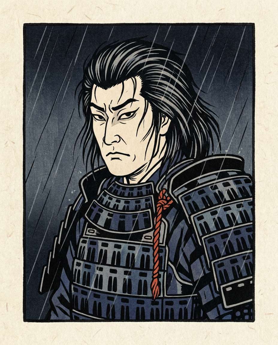 samurai rain portrait photo