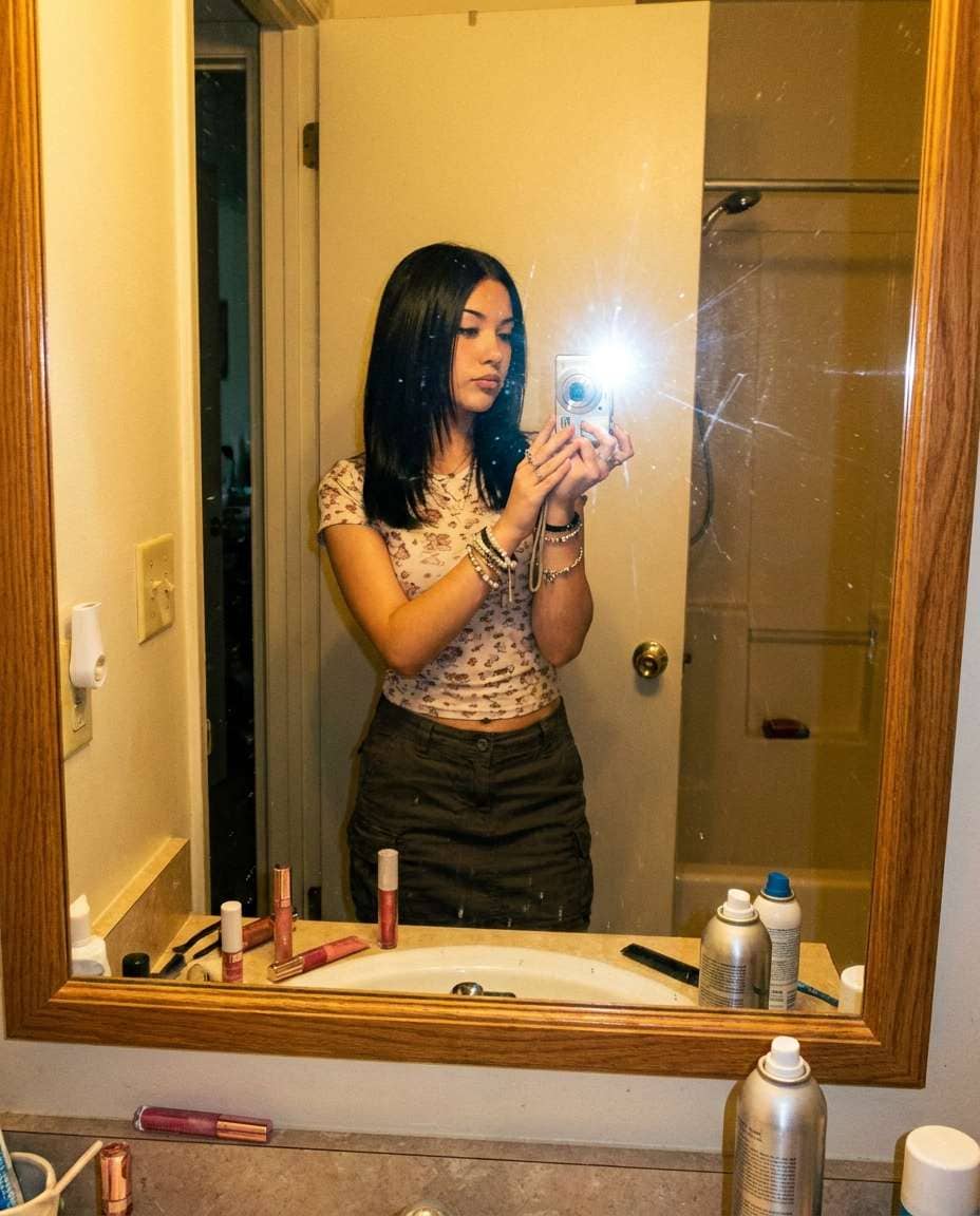 bathroom flash selfie photo