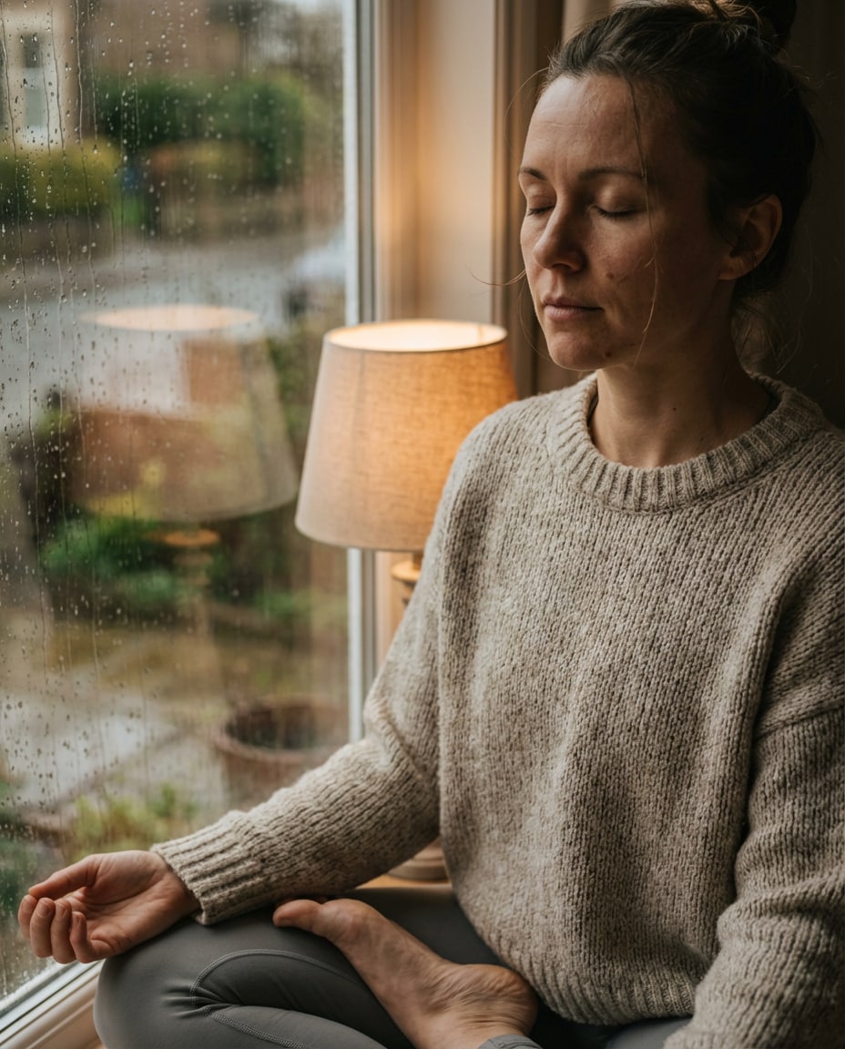 rainy window meditation photo