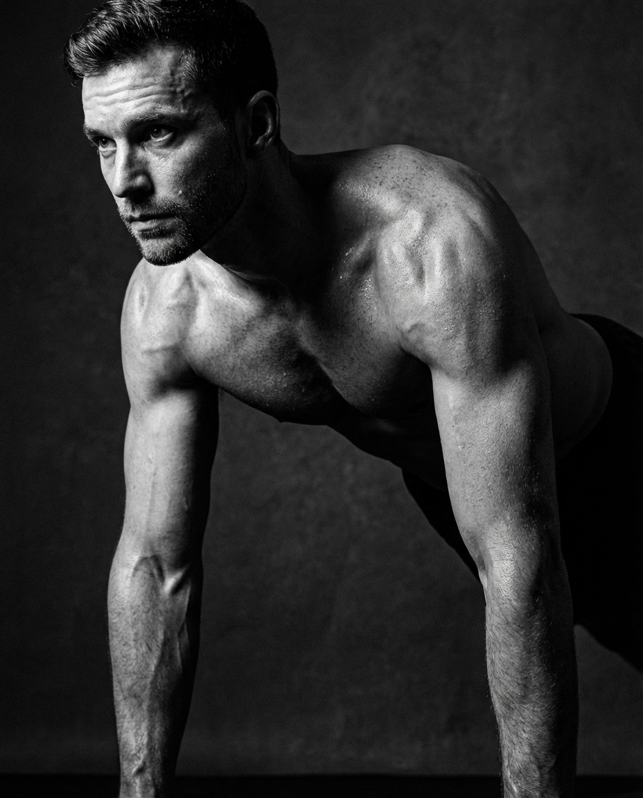 black and white strength photo