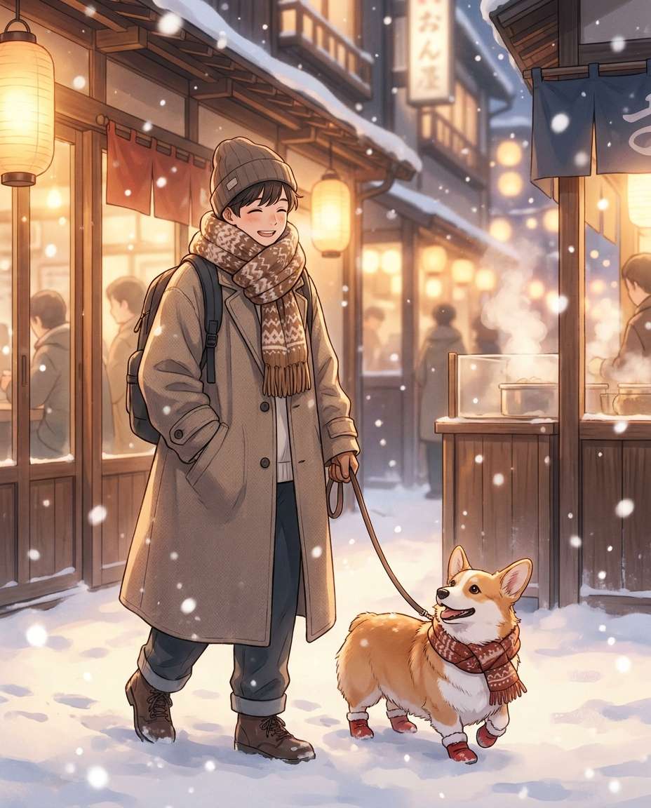winter scarf walk photo