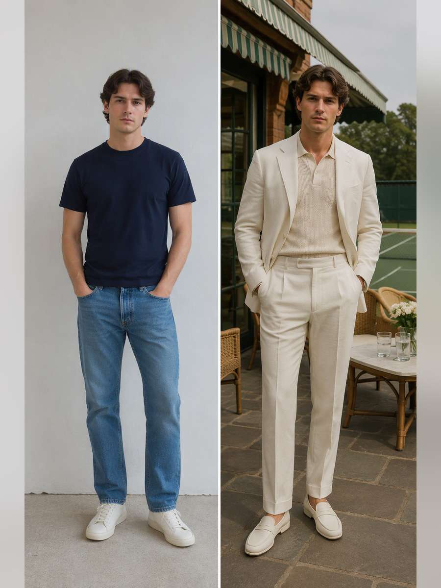 Old Money Tennis Club — illustrative image-to-image before and after