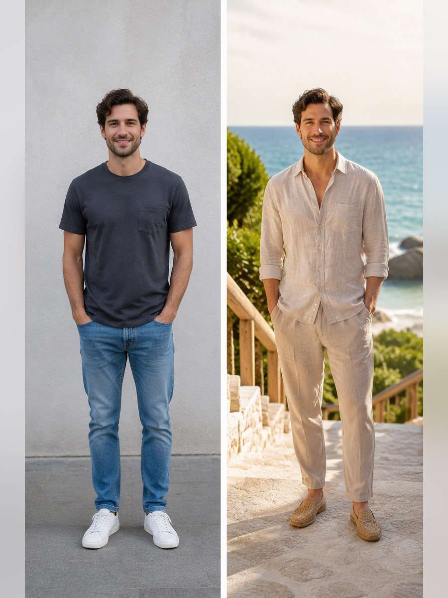 Woven Summer Beach Steps — illustrative image-to-image before and after