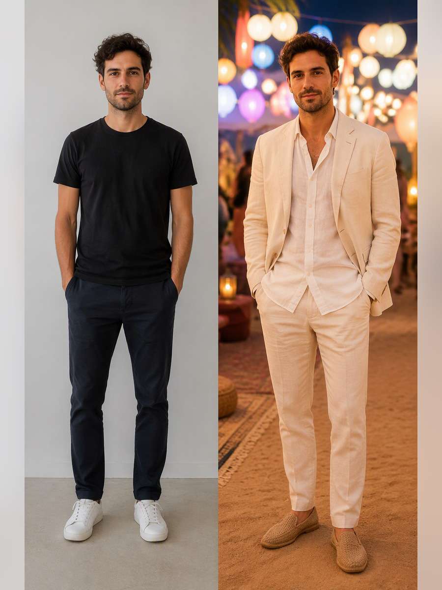 Festival Formal Linen — illustrative image-to-image before and after