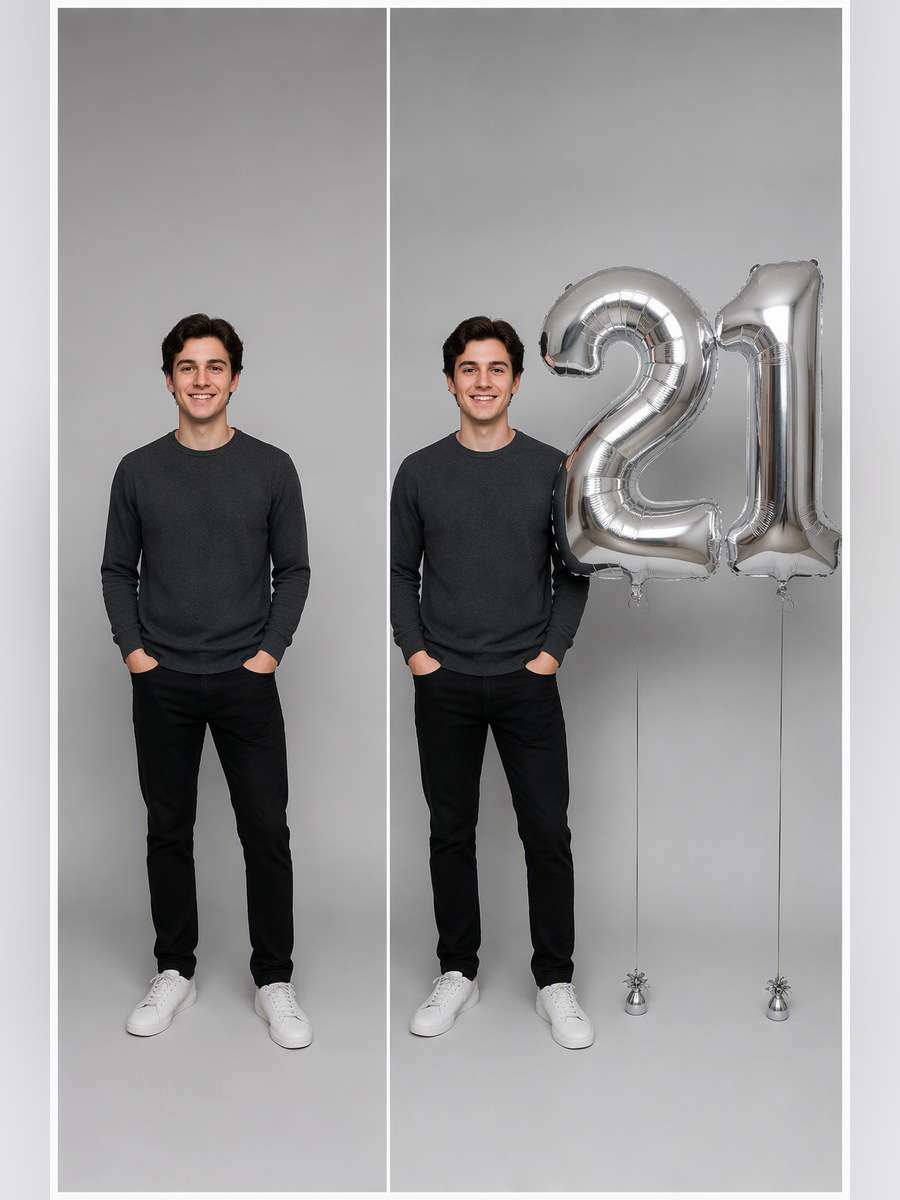 Giant Silver Age Numbers — illustrative image-to-image before and after