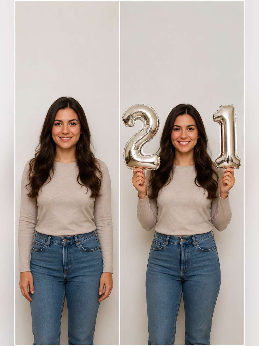 Two Metallic Digits in Hand — illustrative image-to-image before and after