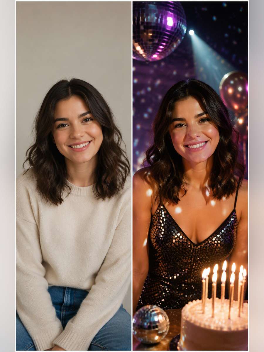 Disco Spotlight Birthday - illustrative image-to-image before and after