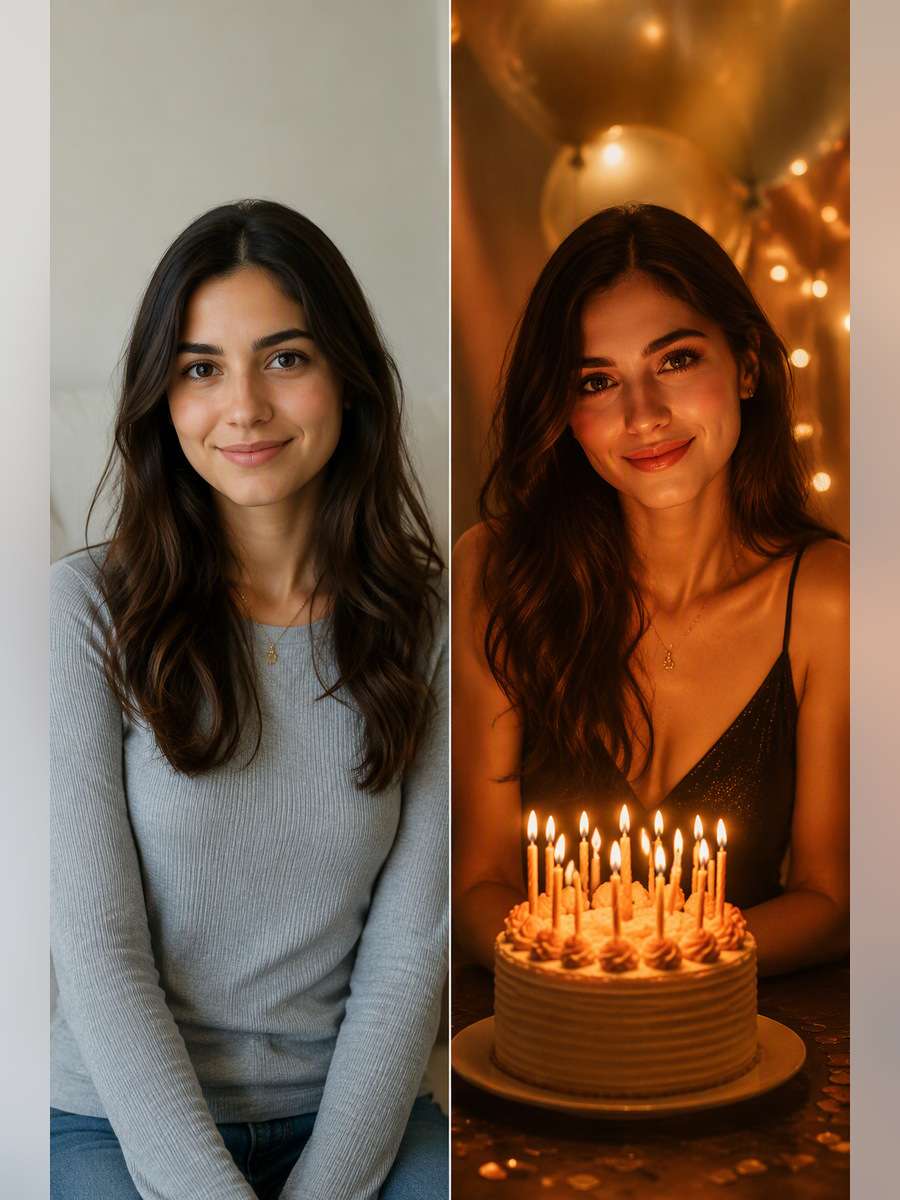 Warm Amber Spotlight - illustrative image-to-image before and after