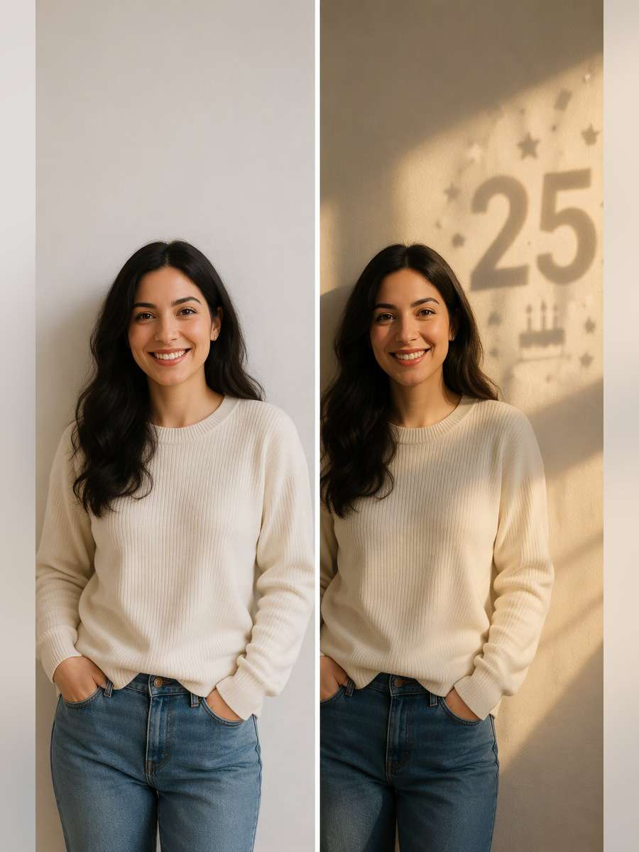 Number Shadow Wall Portrait - illustrative image-to-image before and after