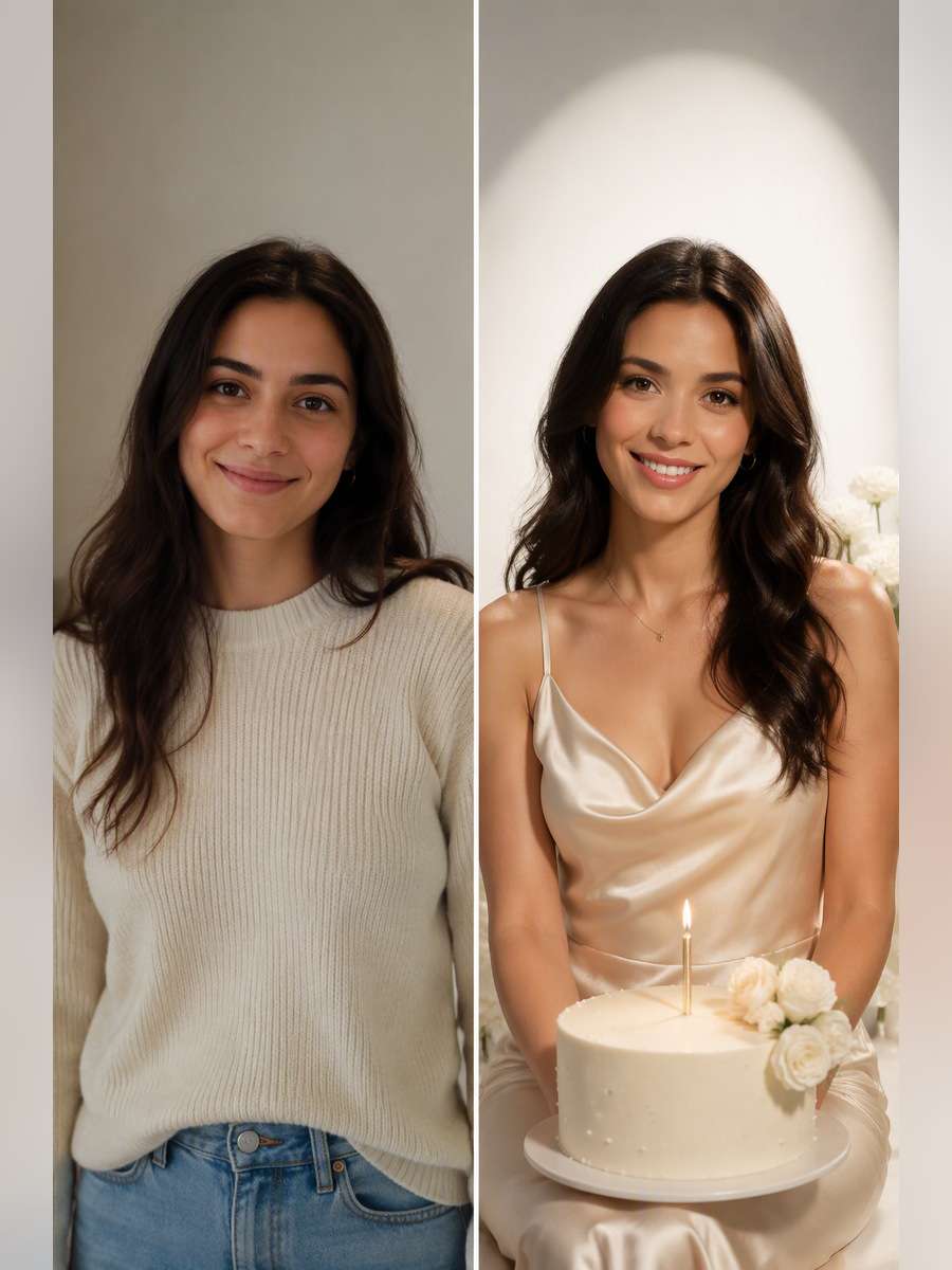 Soft White Spotlight Studio - illustrative image-to-image before and after