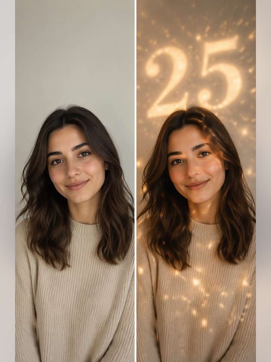 Birthday Number Reflection - illustrative image-to-image before and after