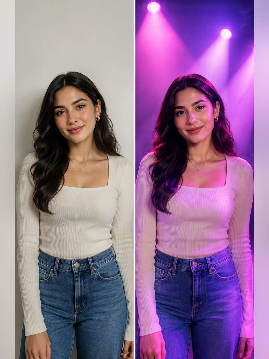 Pink and Purple Spotlight - illustrative image-to-image before and after