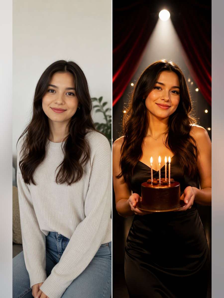Stage-Like Birthday Mood - illustrative image-to-image before and after