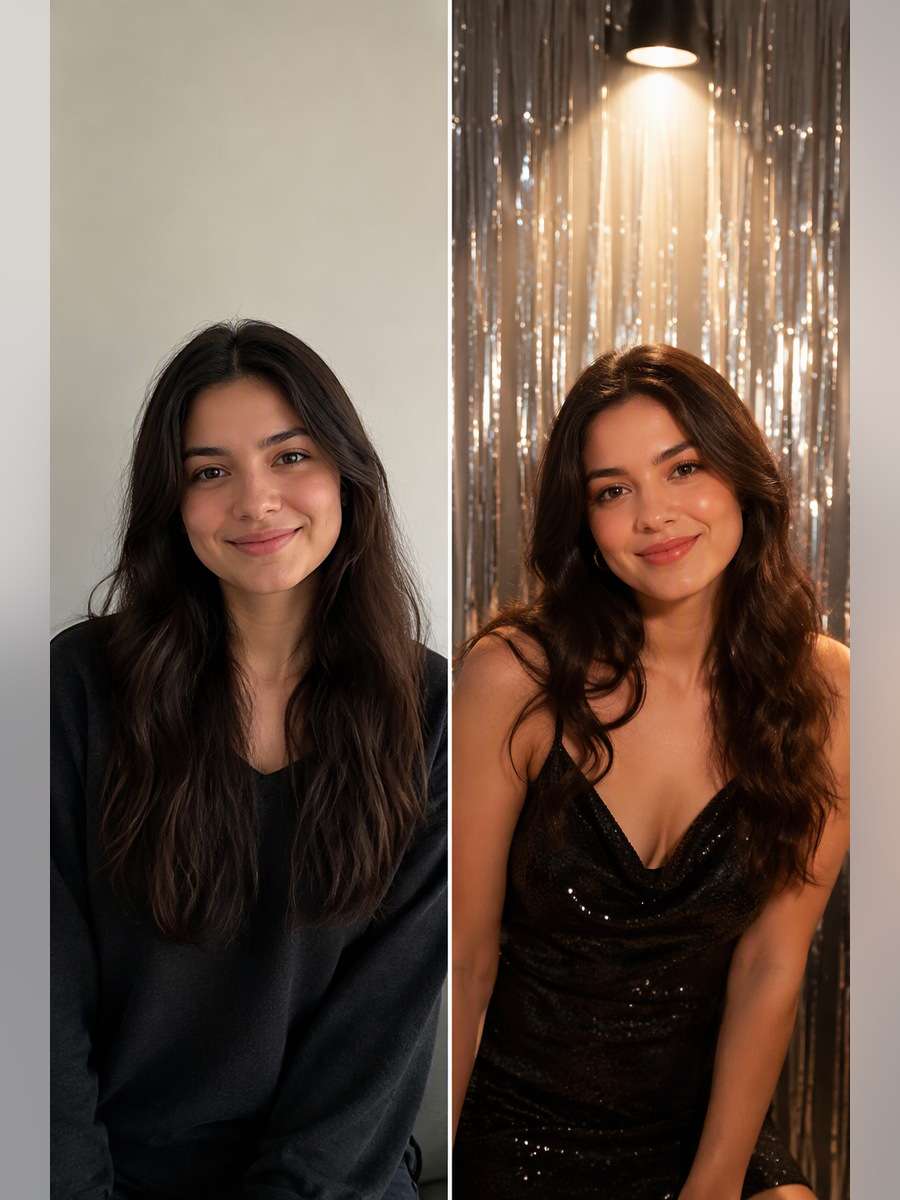 Metallic Backdrop Spotlight - illustrative image-to-image before and after