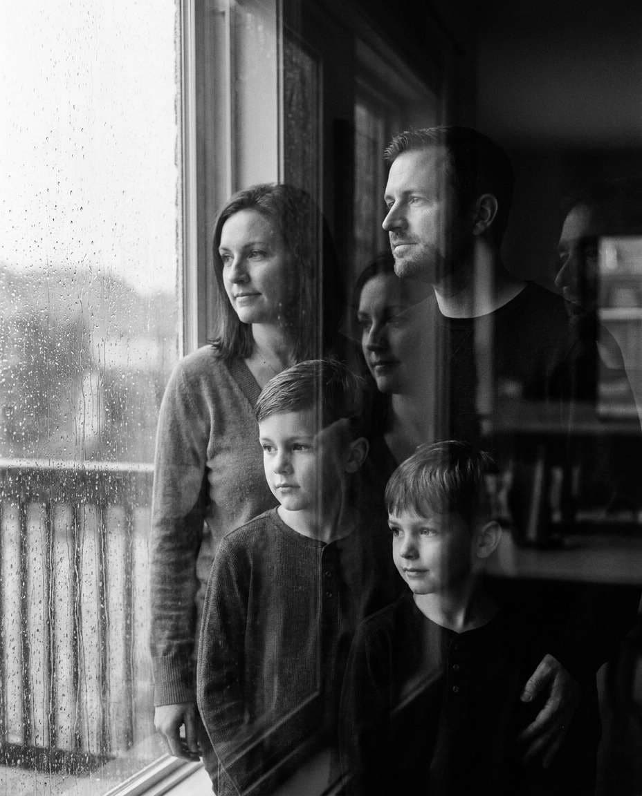 rainy window reflection photo