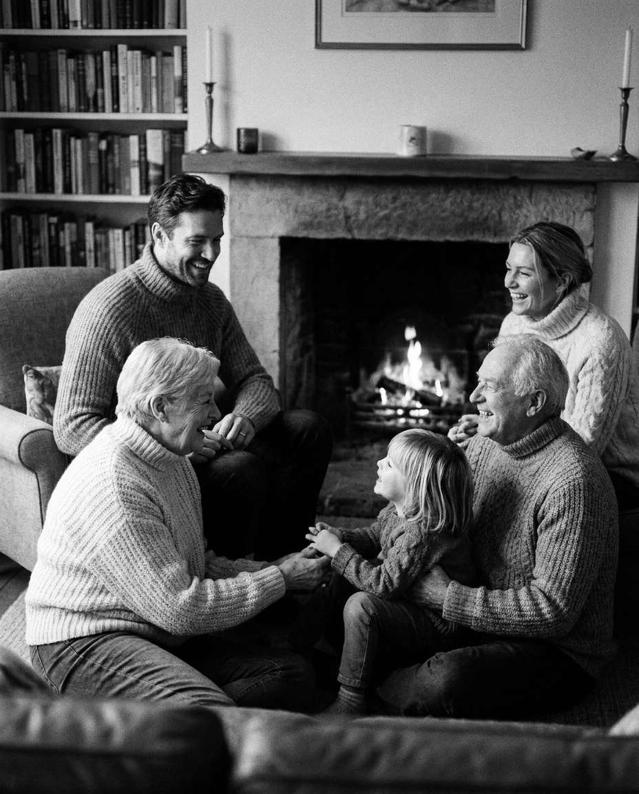 holiday fireplace gather photo