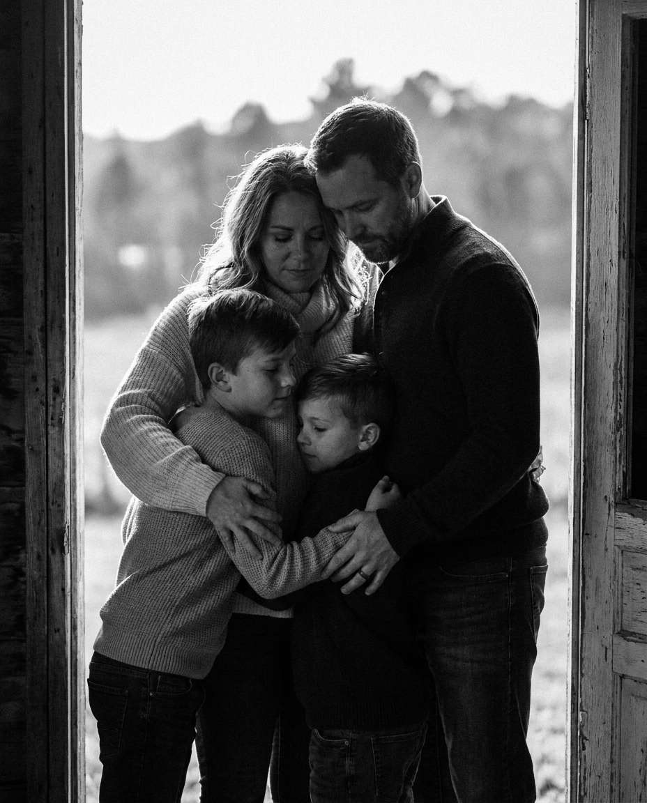 doorway silhouette hug photo
