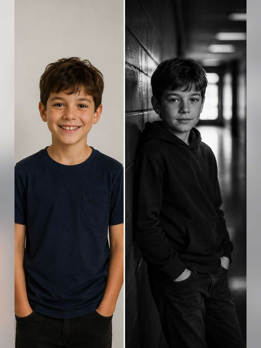 Cinematic Hallway Portrait - illustrative image-to-image before and after