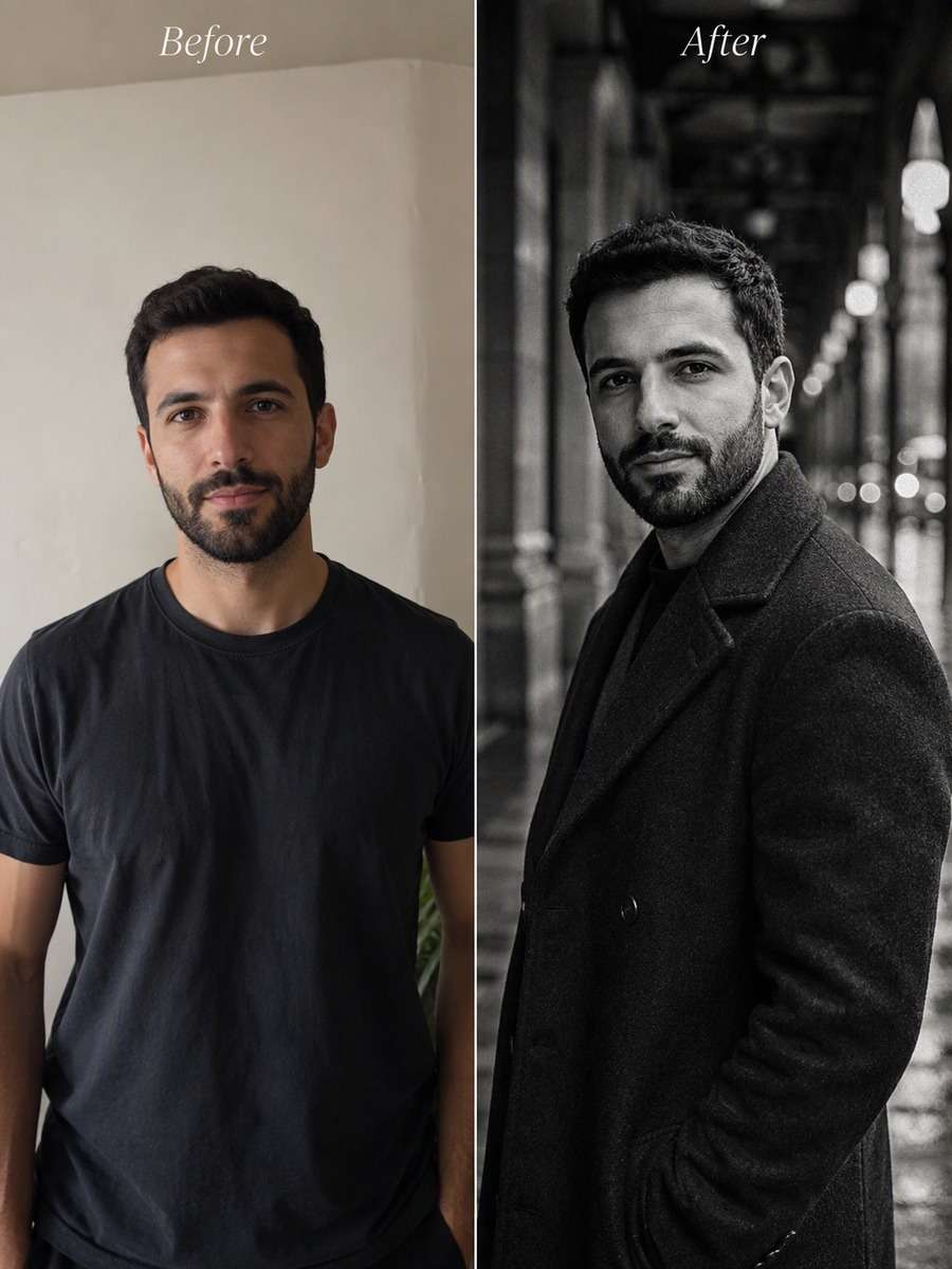 Street Crosswalk Portrait - illustrative image-to-image before and after