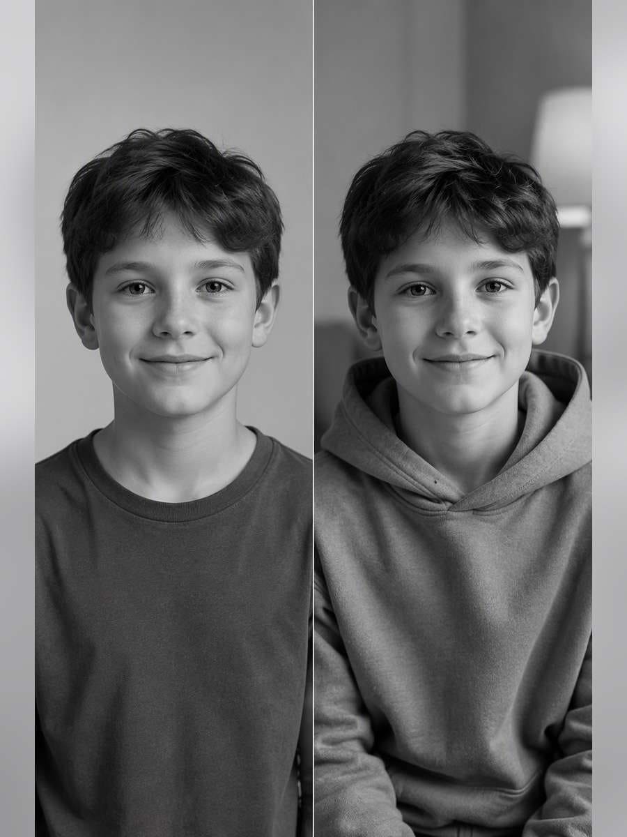 Cozy Hoodie Portrait - illustrative image-to-image before and after