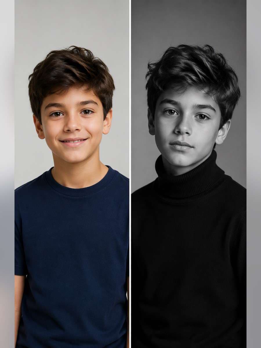 Magazine-Style Monochrome - illustrative image-to-image before and after