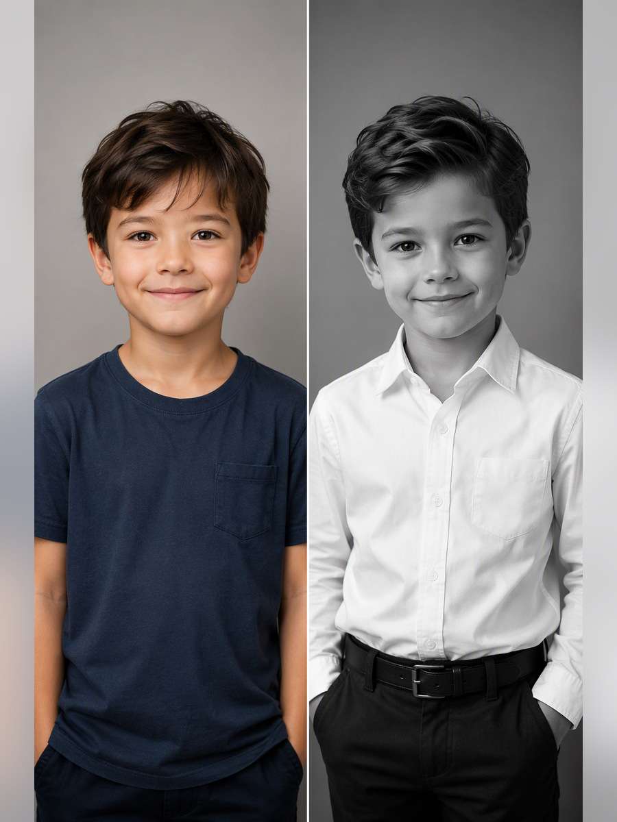 Little Gentleman Portrait - illustrative image-to-image before and after