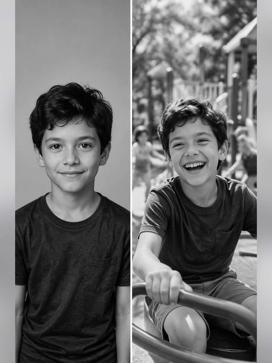Laughing Playground Moment - illustrative image-to-image before and after